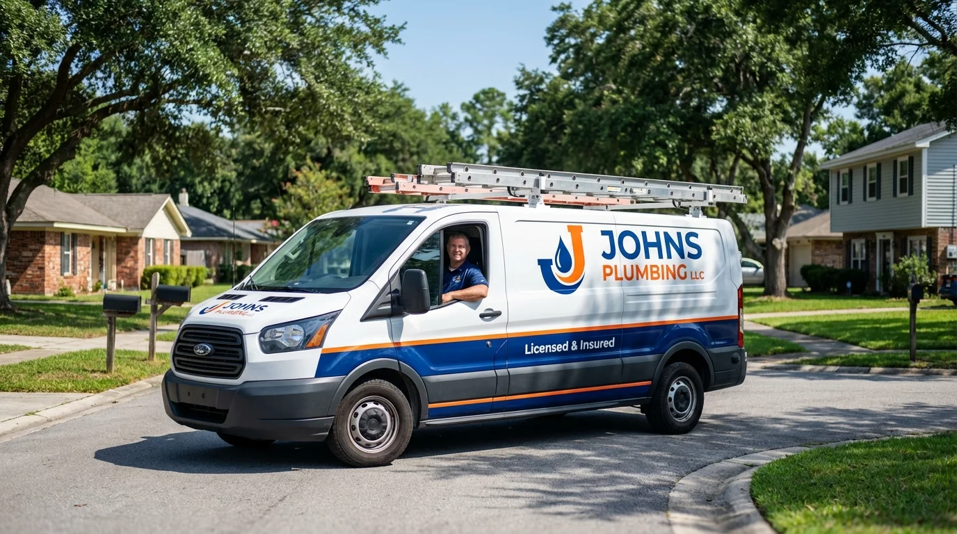 Johns Plumbing LLC service van in Monticello, MS