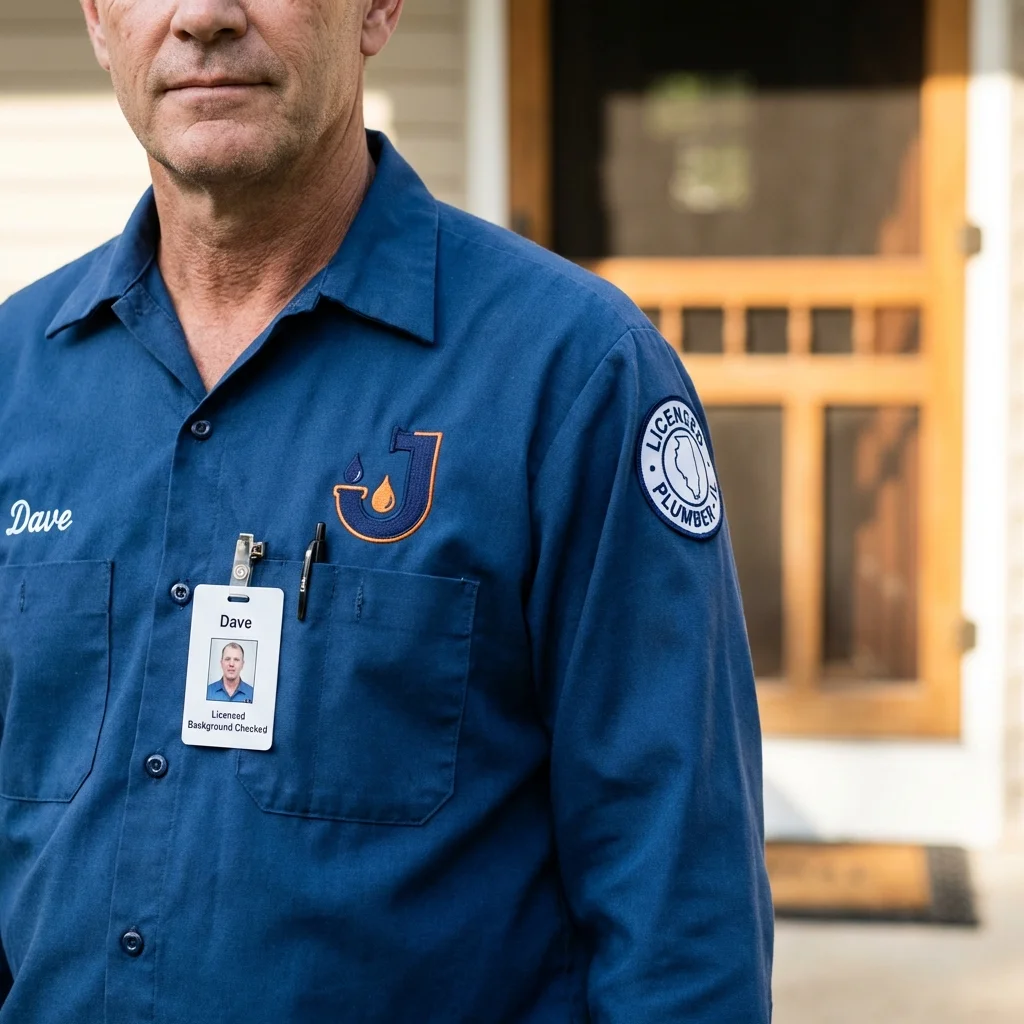 Licensed plumber showing ID badge in Monticello, MS